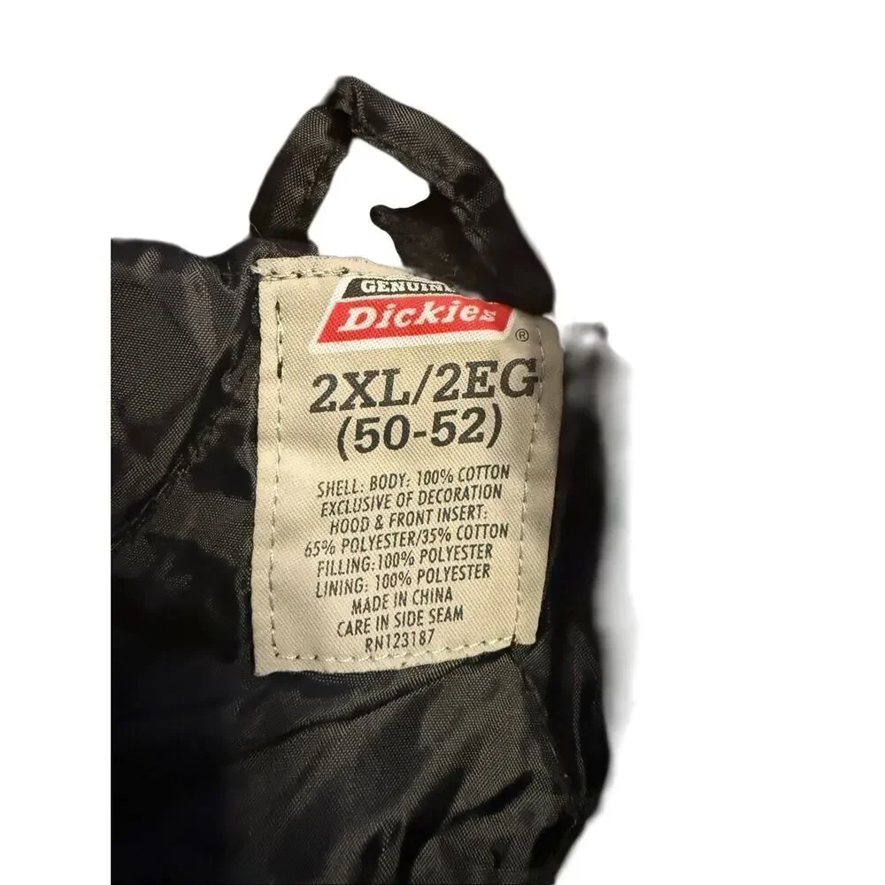 Dickies Relaxed Fit Flannel Hooded Shirt Jacket Black Gray Plaid Pattern 2XL